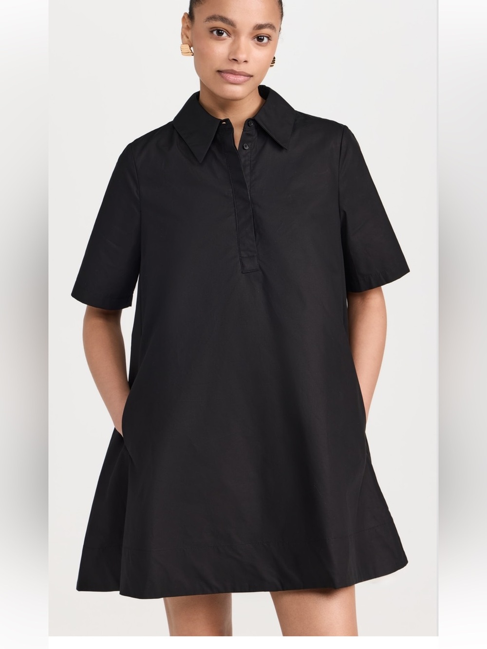 English Factory A-line short sleeve shirt dress in black sz S
